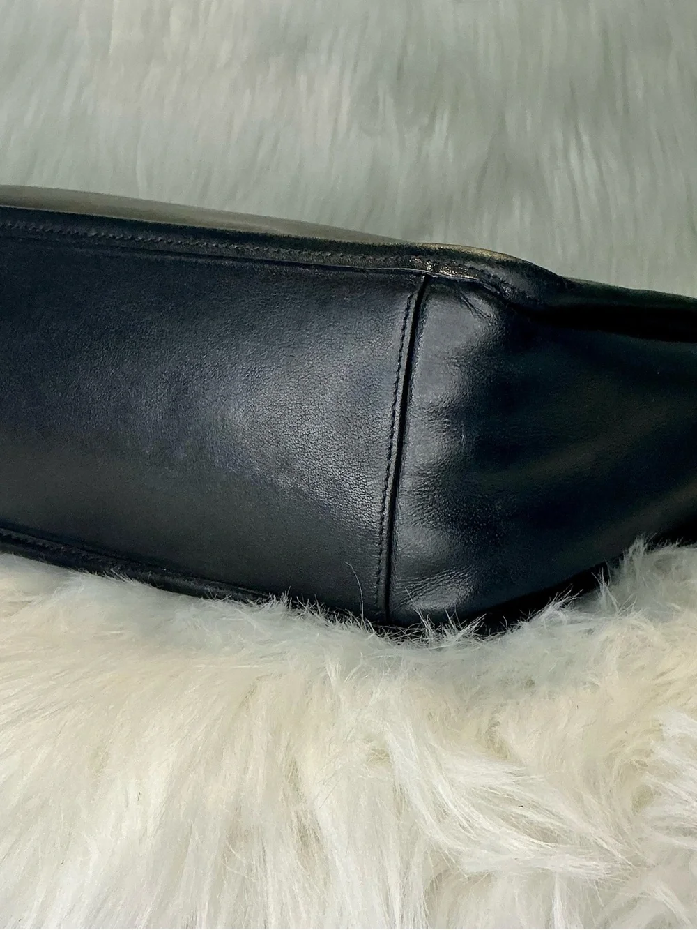 Vtg Coach Leather Briefcase Laptop Messenger Crossbody Black Bag.